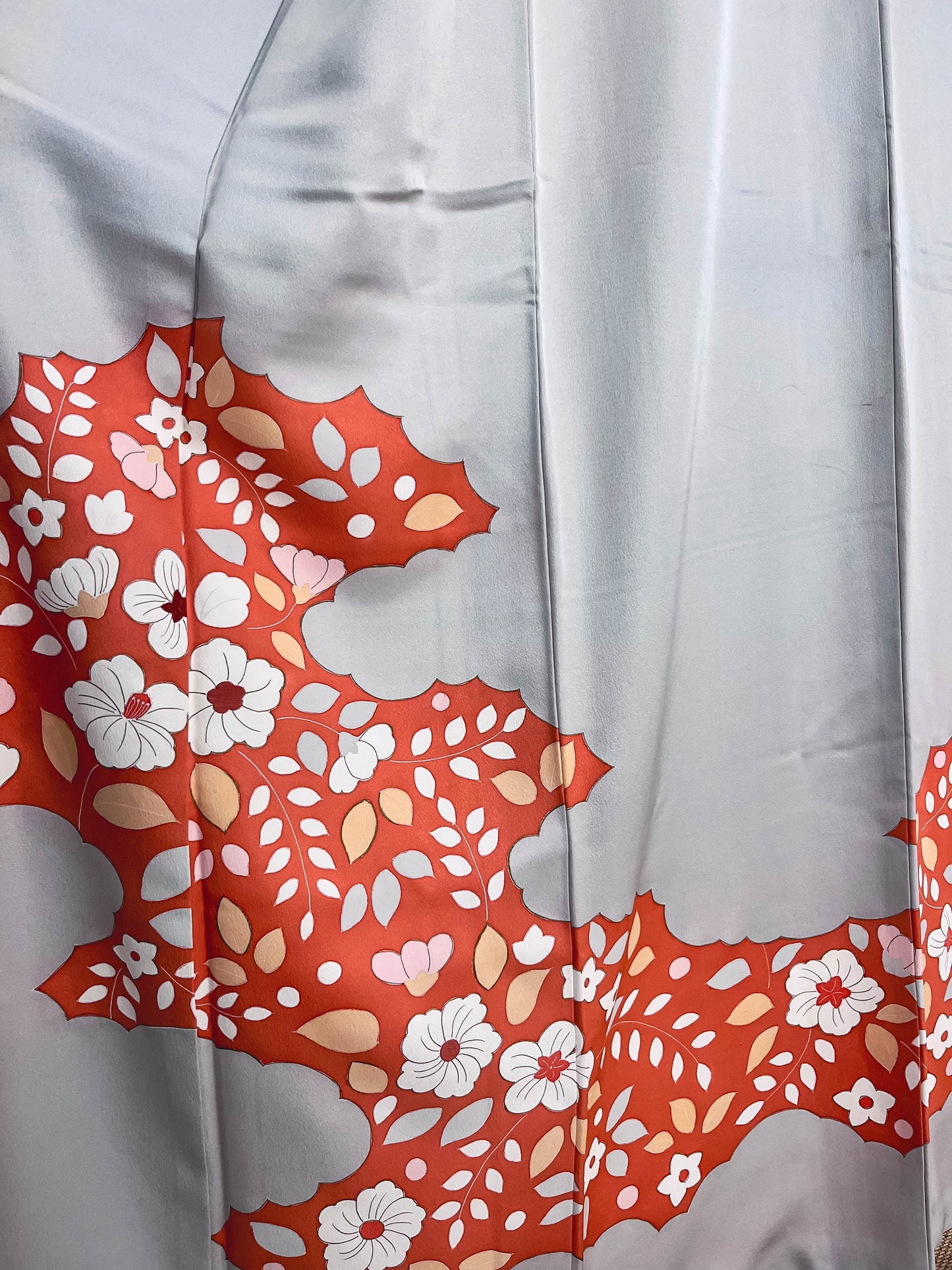 Vintage Grey Silk Tsukesage kimono, Rank A, A04