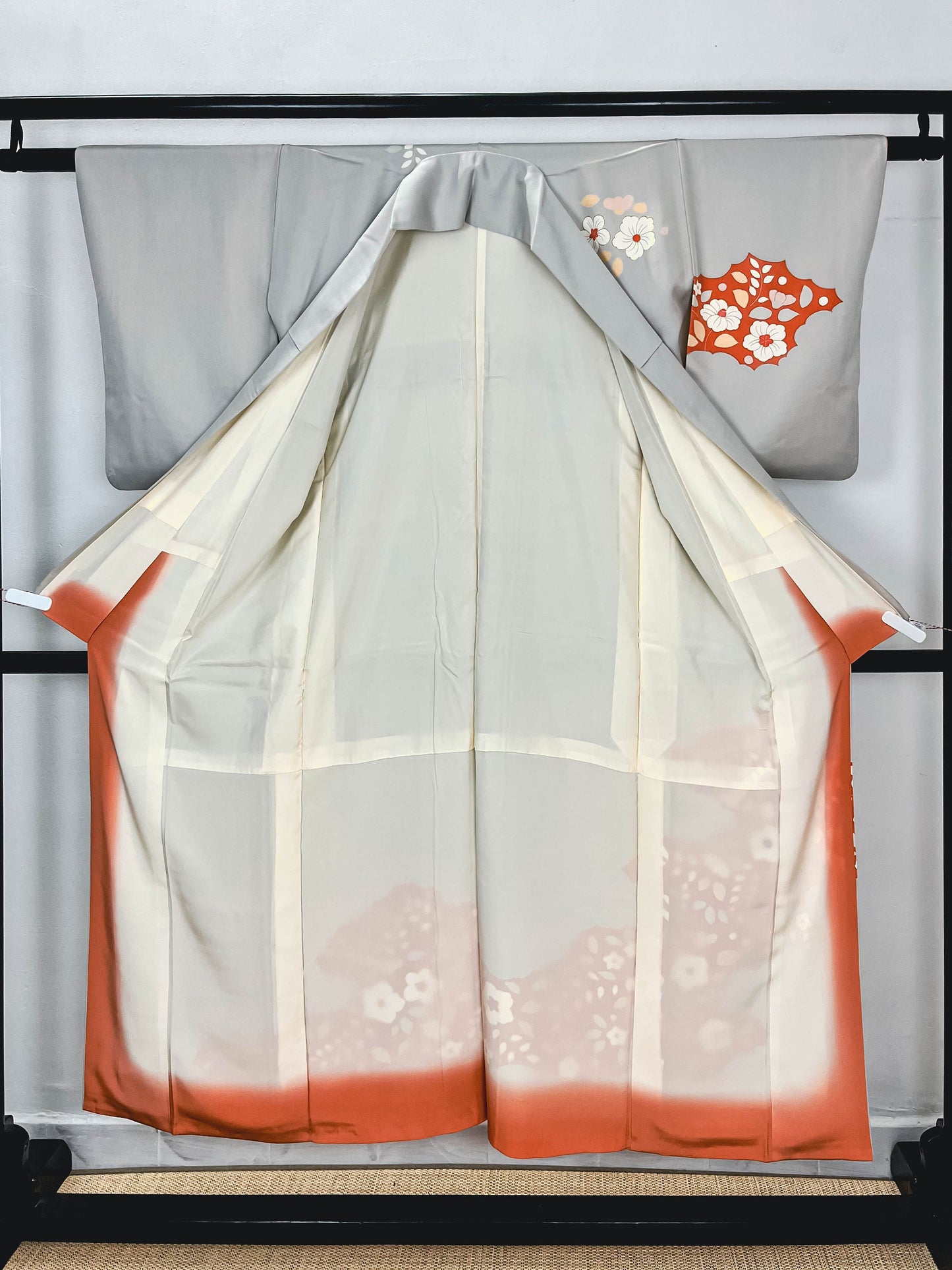 Vintage Grey Silk Tsukesage kimono, Rank A, A04