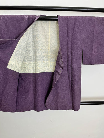 Vintage Japanese Purple Silk Michiyuki Kimono Jacket, Rank B- (A34)