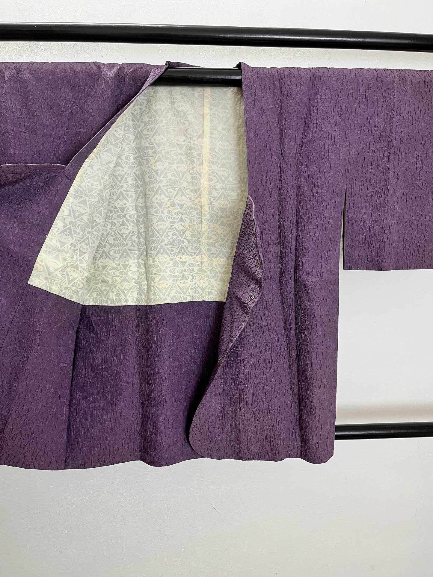 Vintage Japanese Purple Silk Michiyuki Kimono Jacket, Rank B- (A34)