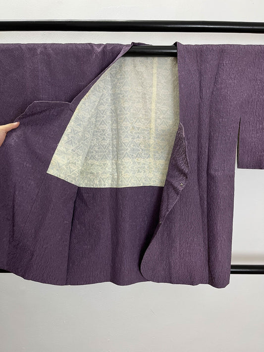 Vintage Japanese Purple Silk Michiyuki Kimono Jacket, Rank B- (A34)