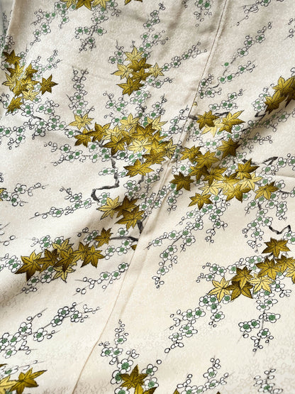 Rank A+ Japanese Vintage Komon Kimono Women, Silk kimono, Late Autumn Leaf, A93
