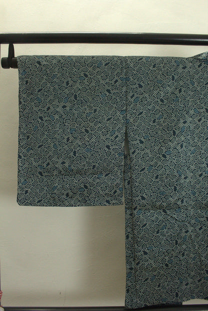 Rank S Vintage Japanese Silk Haori: Abstract Leaf Pattern (HA36)