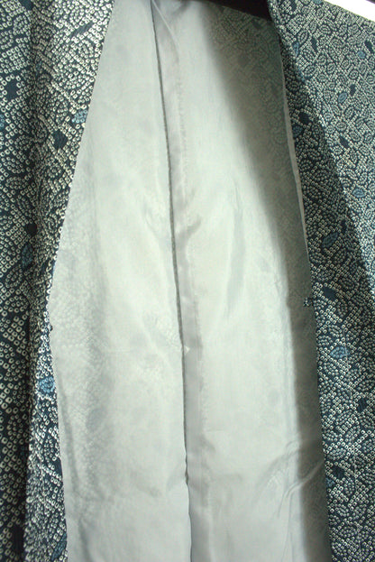 Rank S Vintage Japanese Silk Haori: Abstract Leaf Pattern (HA36)
