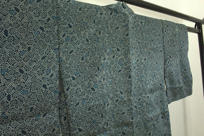 Rank S Vintage Japanese Silk Haori: Abstract Leaf Pattern (HA36)