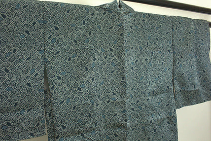 Rank S Vintage Japanese Silk Haori: Abstract Leaf Pattern (HA36)