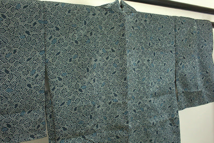 Rank S Vintage Japanese Silk Haori: Abstract Leaf Pattern (HA36)