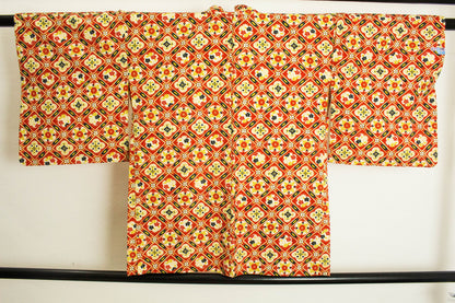 Vintage Japanese Silk Haori Jacket: Floral Print, Rank A+ (HA23)