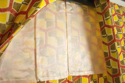 Vintage Silk Haori Jacket: Kimono Jacket Geometric Print, Rank A (HA13)