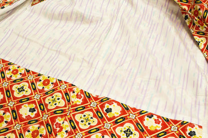 Vintage Japanese Silk Haori Jacket: Floral Print, Rank A+ (HA23)
