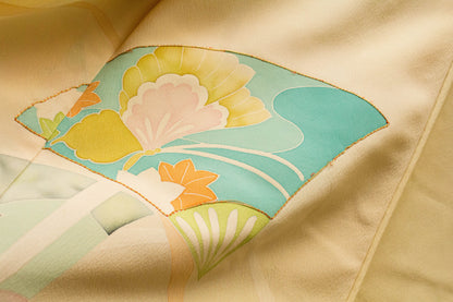 Vintage Silk Tsukesage Kimono: Japanese Traditional Pattern (A114)
