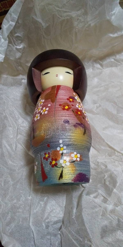 Vintage Japanese Kokeshi Wooden doll, by - Masae Fujikawa , ~18cm , S01