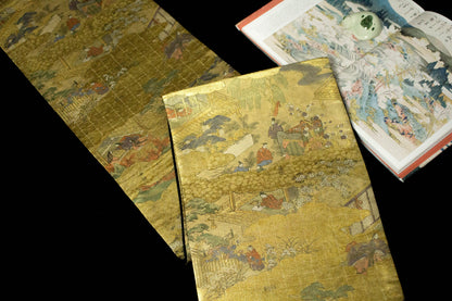 Vintage Japanese Silk Obi Belt: Fukuro Kimono Belt (Rank A+ ,OB83)