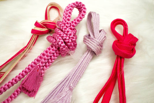 Vintage Kimono Obijime Cord: Red & Pink Gold, Japanese Obi Belt Accessory, C04