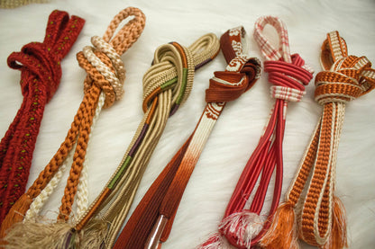 Elegant Kimono Obijime Cord Collection: Scarlet & Maroon Japanese Belt (C01)