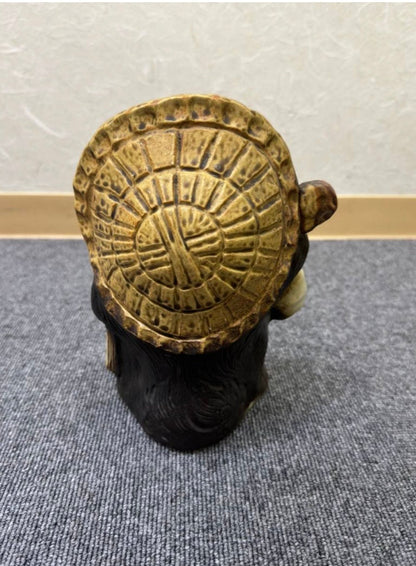 Vintage Shigaraki Yaki Tanuki Statue Set: Japanese Raccoon Dog Ornament (S03)