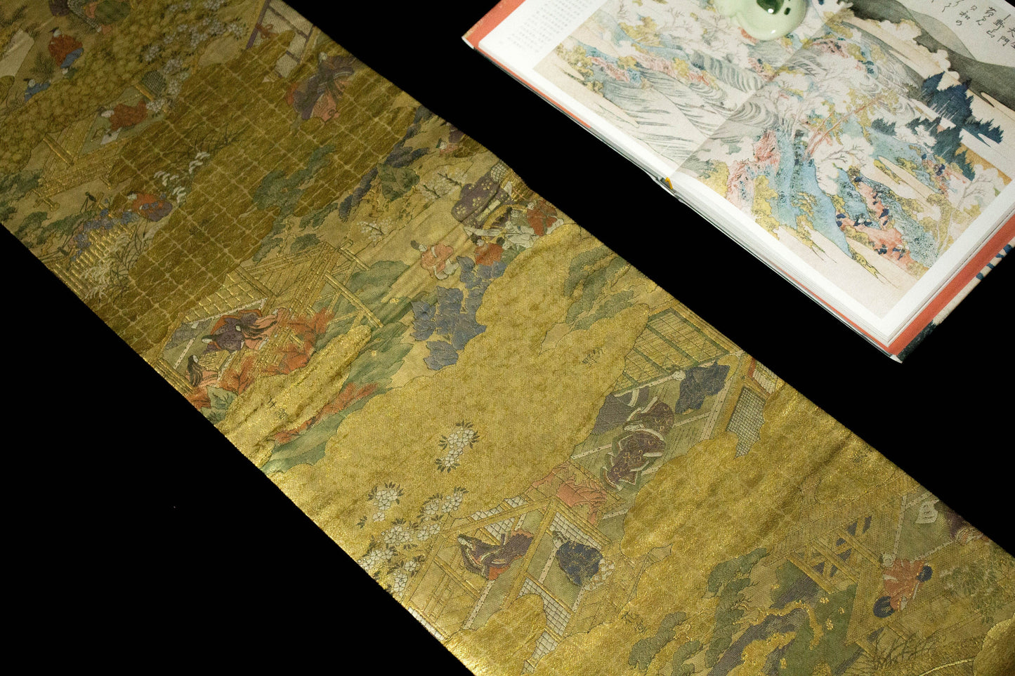 Vintage Japanese Silk Obi Belt: Fukuro Kimono Belt (Rank A+ ,OB83)