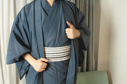 Men's Kimono 3PCS Set: Nagagi, Obi & Haori Jacket - Custom Kamon