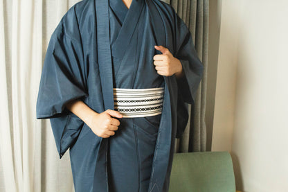 Men's Traditional Kimono 4PCS Gift Set: Nagagi, Obi & Haori Jacket - Custom Kamon Available