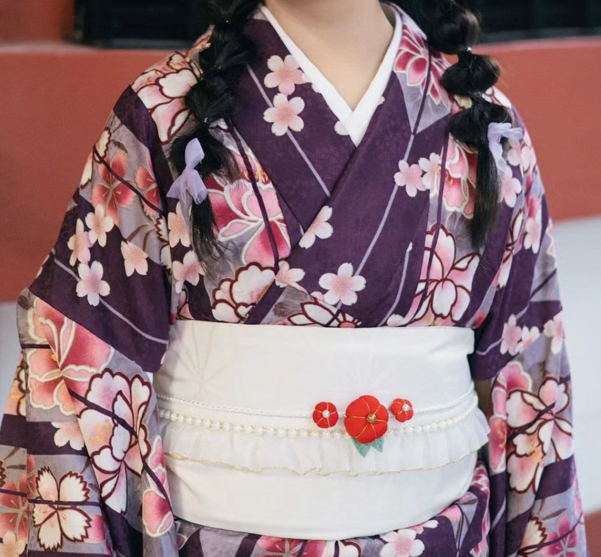 Purple Floral Kofurisode Kimono, Great for matching with hakama