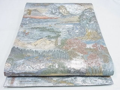 Japanese Vinatge Silk Obi Belt: Fukuro Obi, Nishijin Weave  (OB68)