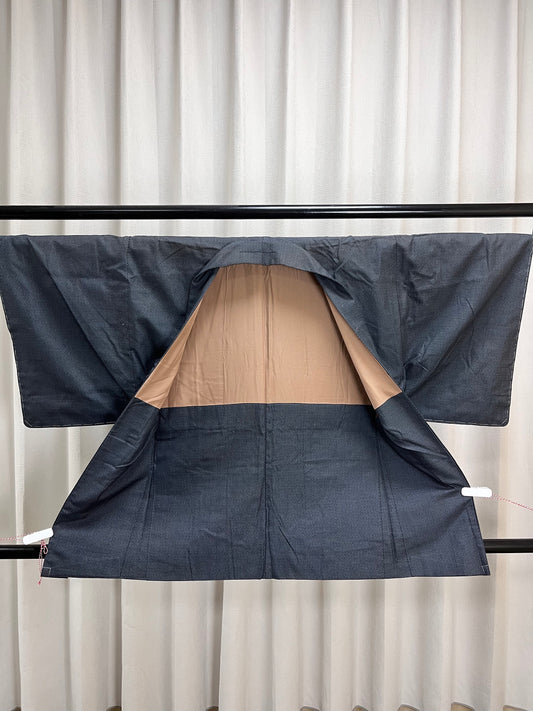 Vintage Blue Silk Haori Kimono Jacket , Rank A- (A16)