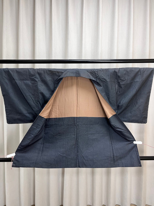 Vintage Blue Silk Haori Kimono Jacket , Rank A- (A16)