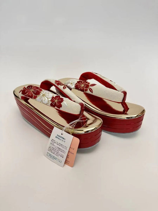 Red & Gold Luxurious Zori , Kimono Sandal, M/L size, Suitable for EU36-41