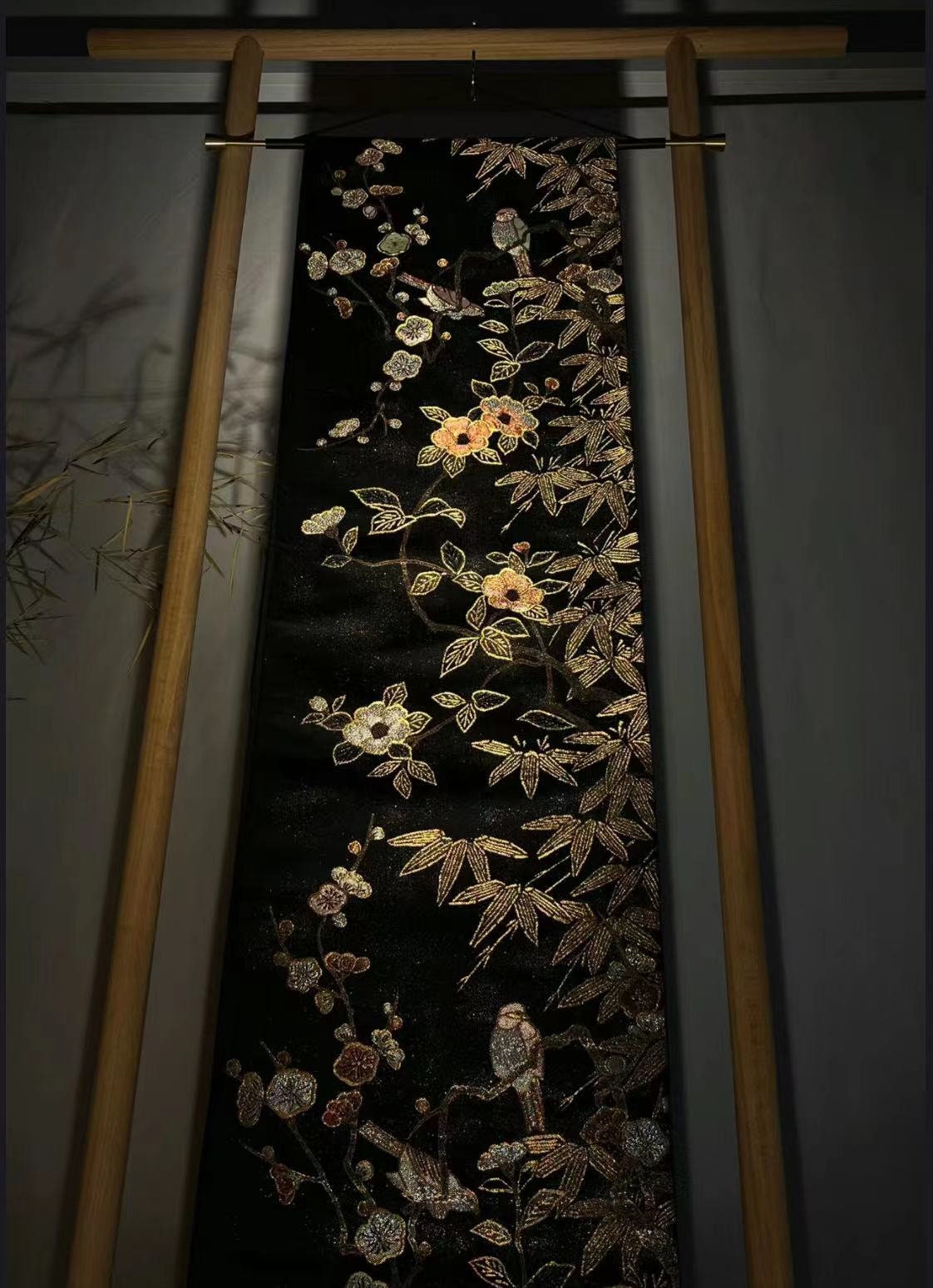 Handmade Obi Hanger/Displayer- Purple Sandalwood with Copper Accents (Thin version)