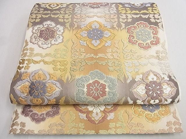 Vintage Floral Silk Obi Belt - Japanese Kimono Sash (OB97)