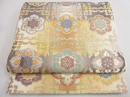 Vintage Floral Silk Obi Belt - Japanese Kimono Sash (OB97)
