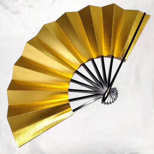 Gold Japanese Folding Fan Gift Set with Fan Holder/Japanese Home Decor