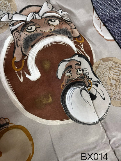 Vintage Silk Japanese Haori: Black & Charcoal Gray, Tsumugi Style, Rank A+