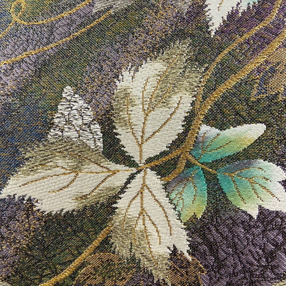 Vintage Silk Kimono Obi Belt: Japanese Fukuro Obi, Floral Design (Rank A)