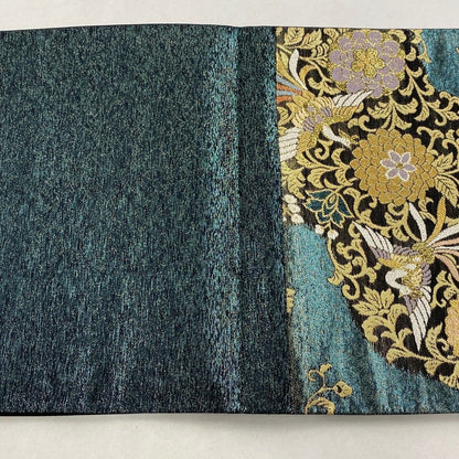 Vintage Silk Fukuro Obi Belt: Japanese Kimono, Phoenix & Karagusa (Rank A)