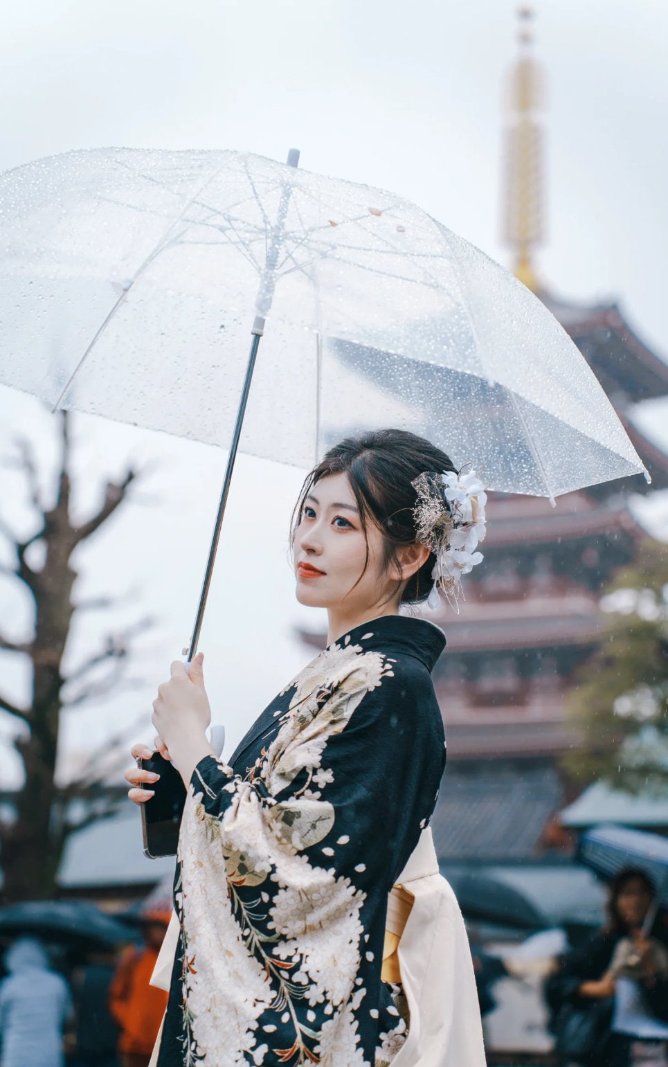 Beige Women's Hakama with Embroidery