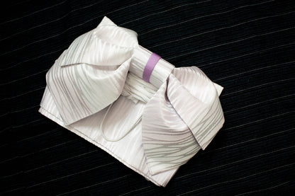 White Pre-Tied Obi 3PCS Gift Set,  Easy Wear Butterfly Knot Obi, Obijime & Obita Board