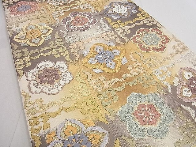 Vintage Floral Silk Obi Belt - Japanese Kimono Sash (OB97)