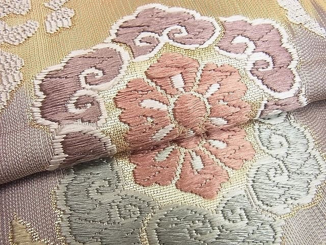 Vintage Floral Silk Obi Belt - Japanese Kimono Sash (OB97)