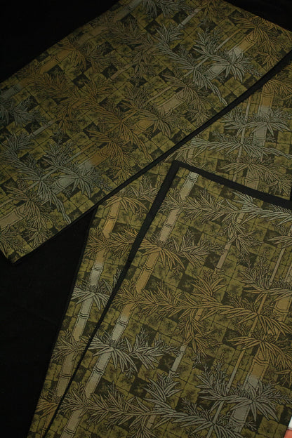 Vintage Silk Obi Belt: Bamboo Motif Kimono Sash (Rank A+)