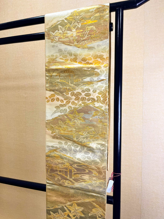 Vintage Silk Kimono Obi Belt: Japanese Fukuro Obi (Rank A)