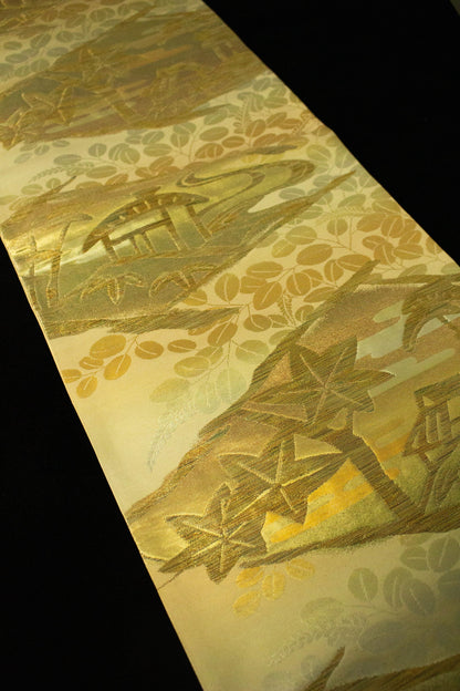 Vintage Silk Kimono Obi Belt: Japanese Fukuro Obi (Rank A)