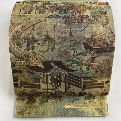 Rank A+ 100% Patterned Vintage Obi Belt, Dynasty Scroll, OB106