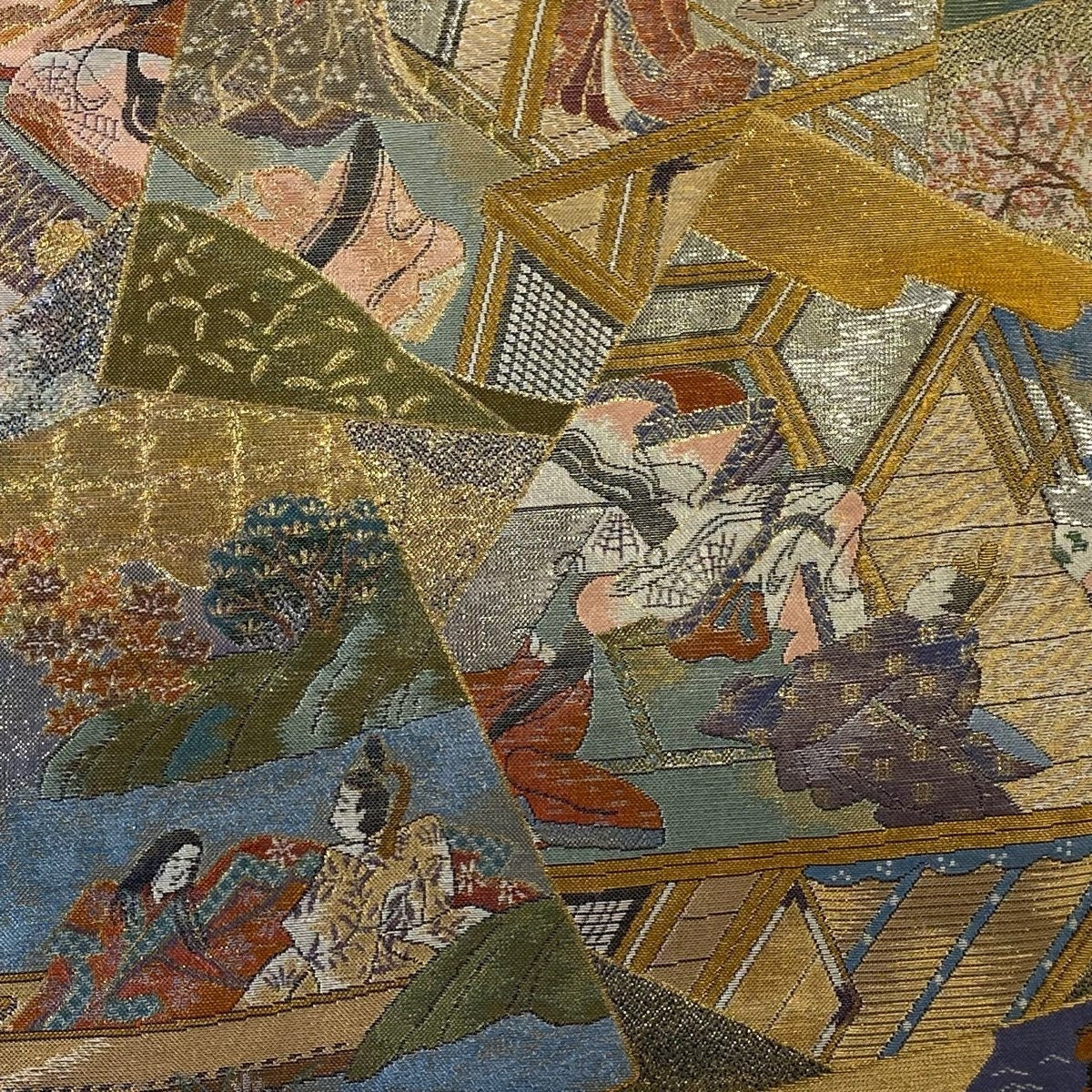 Patterned Vintage Silk Obi Belt: Japanese Kimono, Fukuro Obi (Rank A)