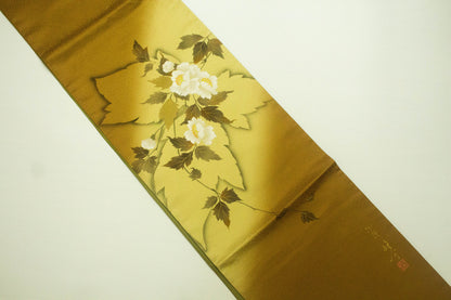 Vintage Silk Fukuro Obi Belt: Kimono Dyeing and Weaving Artist- TANGE Yusuke