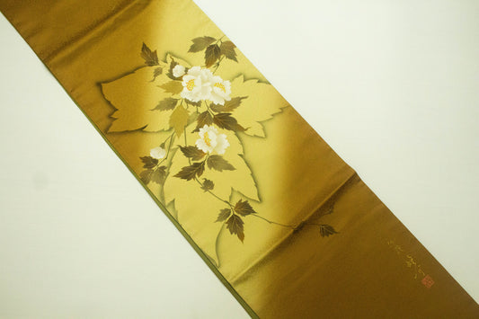 Vintage Silk Fukuro Obi Belt: Kimono Dyeing and Weaving Artist- TANGE Yusuke