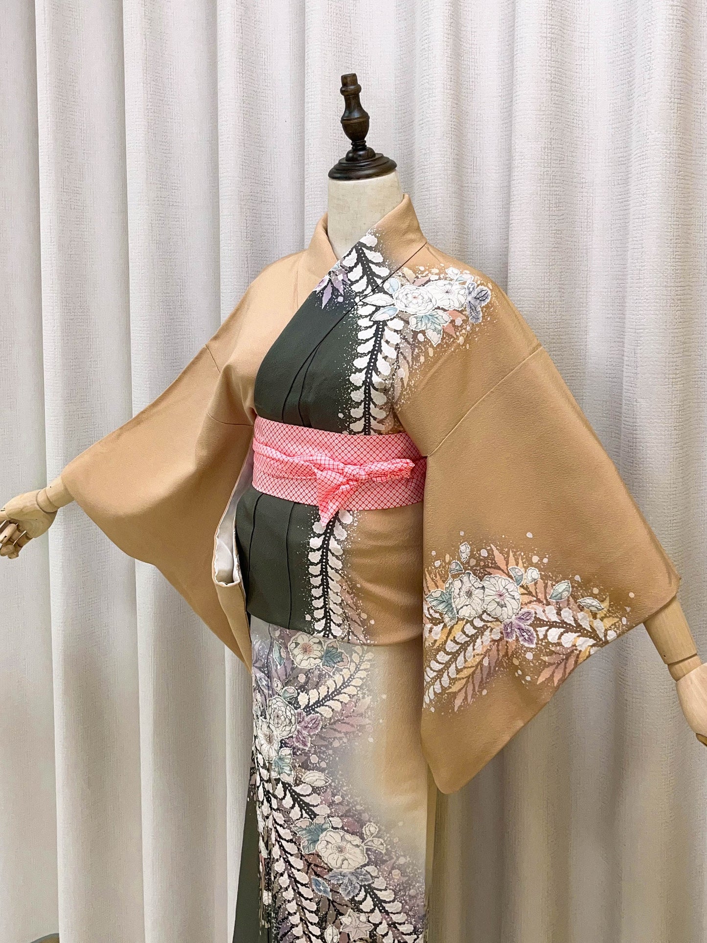 Vintage Silk Tsukesage Kimono: Japanese Floral Dress, A85