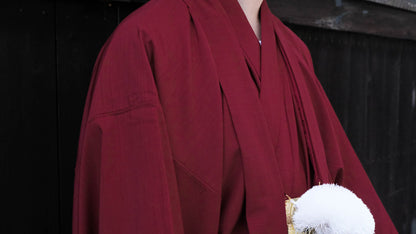 Men's Traditional Kimono 3PCS Set: Kimono, Kaku Obi & Haori - Customizable Kamon