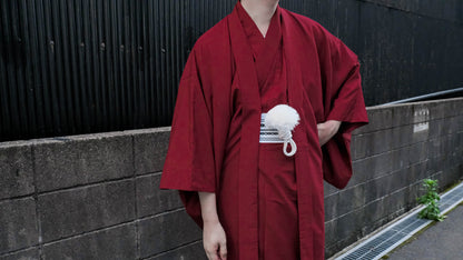 Men's Traditional Kimono 3PCS Set: Kimono, Kaku Obi & Haori - Customizable Kamon