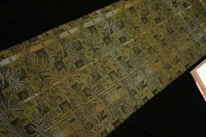 Vintage Silk Obi Belt: Bamboo Motif Kimono Sash (Rank A+)